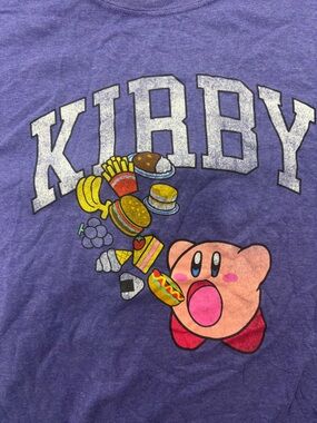 Nintendo Purple Kirby Graphic Tee with Multicolor Food Print